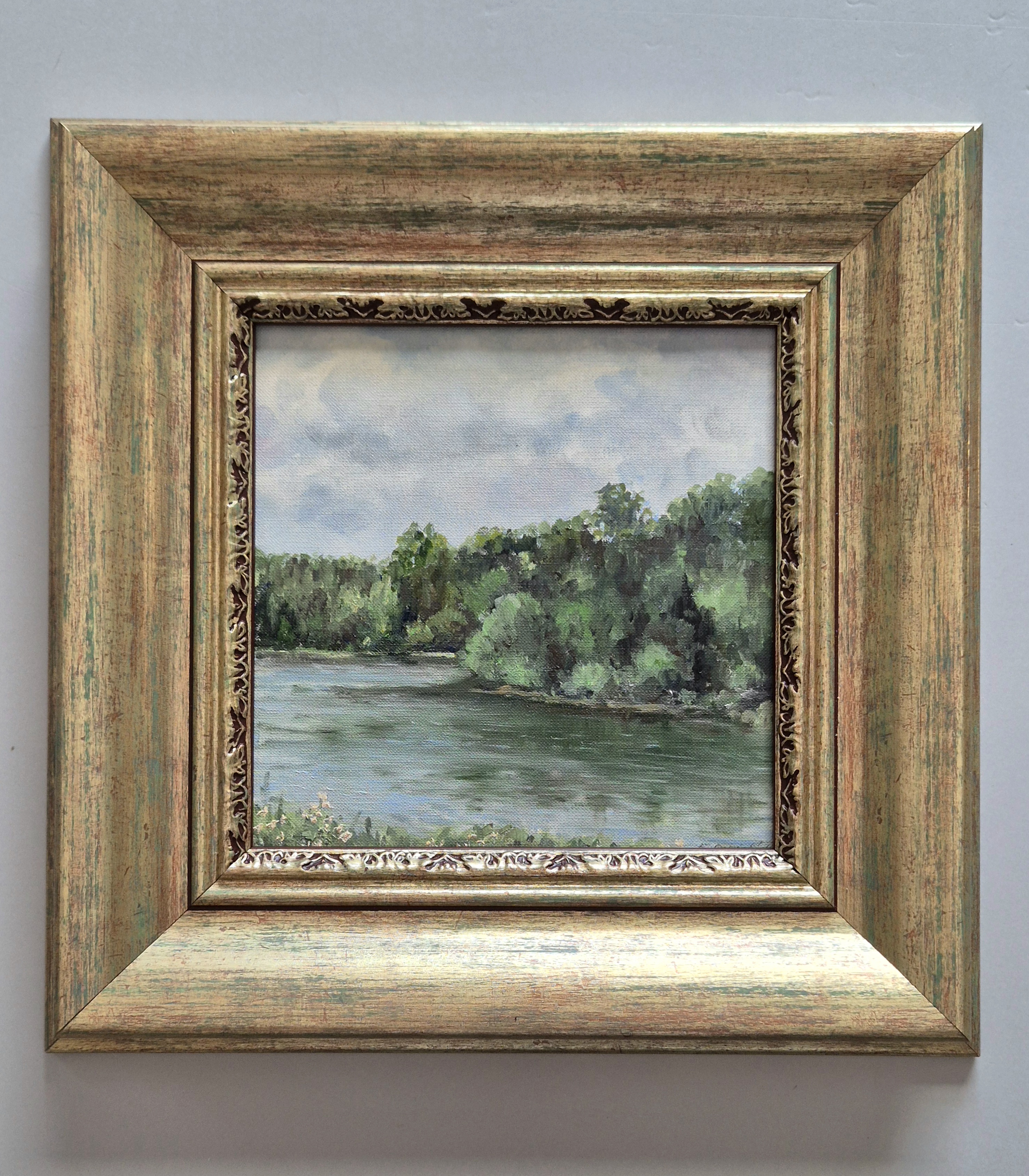 Оригинальная картина Елены Савич "Речной пейзаж", 33*34 см