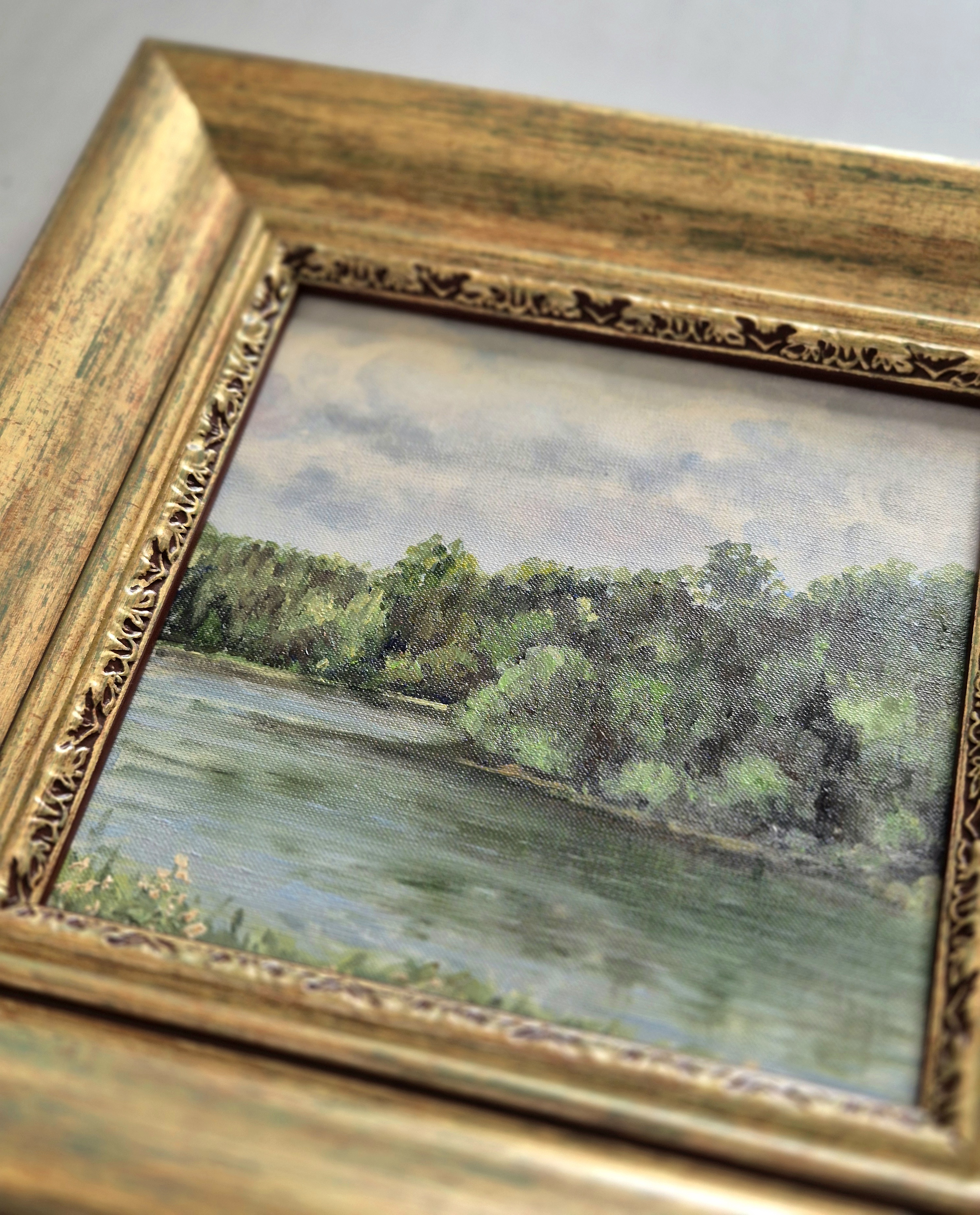 Оригинальная картина Елены Савич "Речной пейзаж", 33*34 см