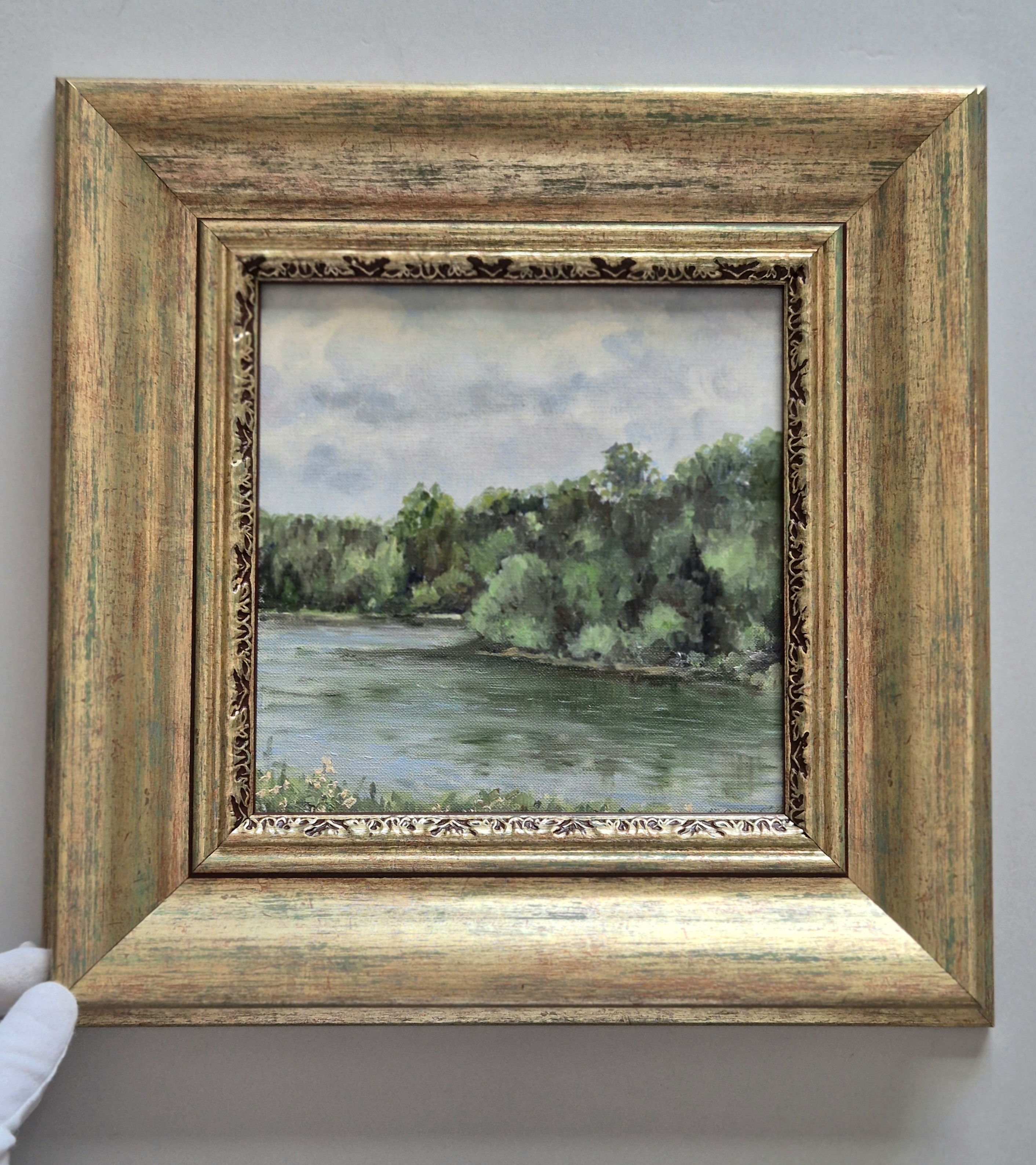 Оригинальная картина Елены Савич "Речной пейзаж", 33*34 см