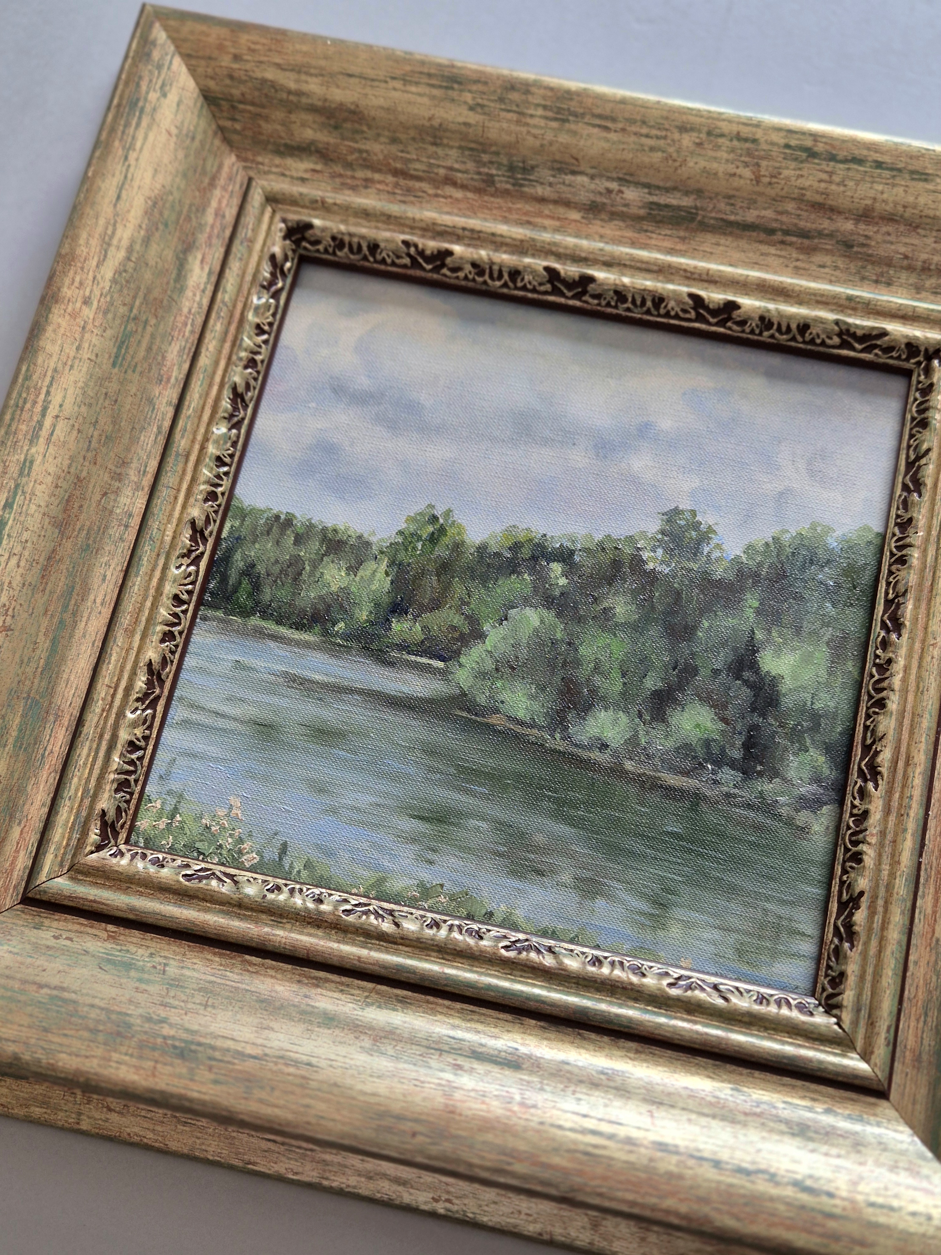 Оригинальная картина Елены Савич "Речной пейзаж", 33*34 см