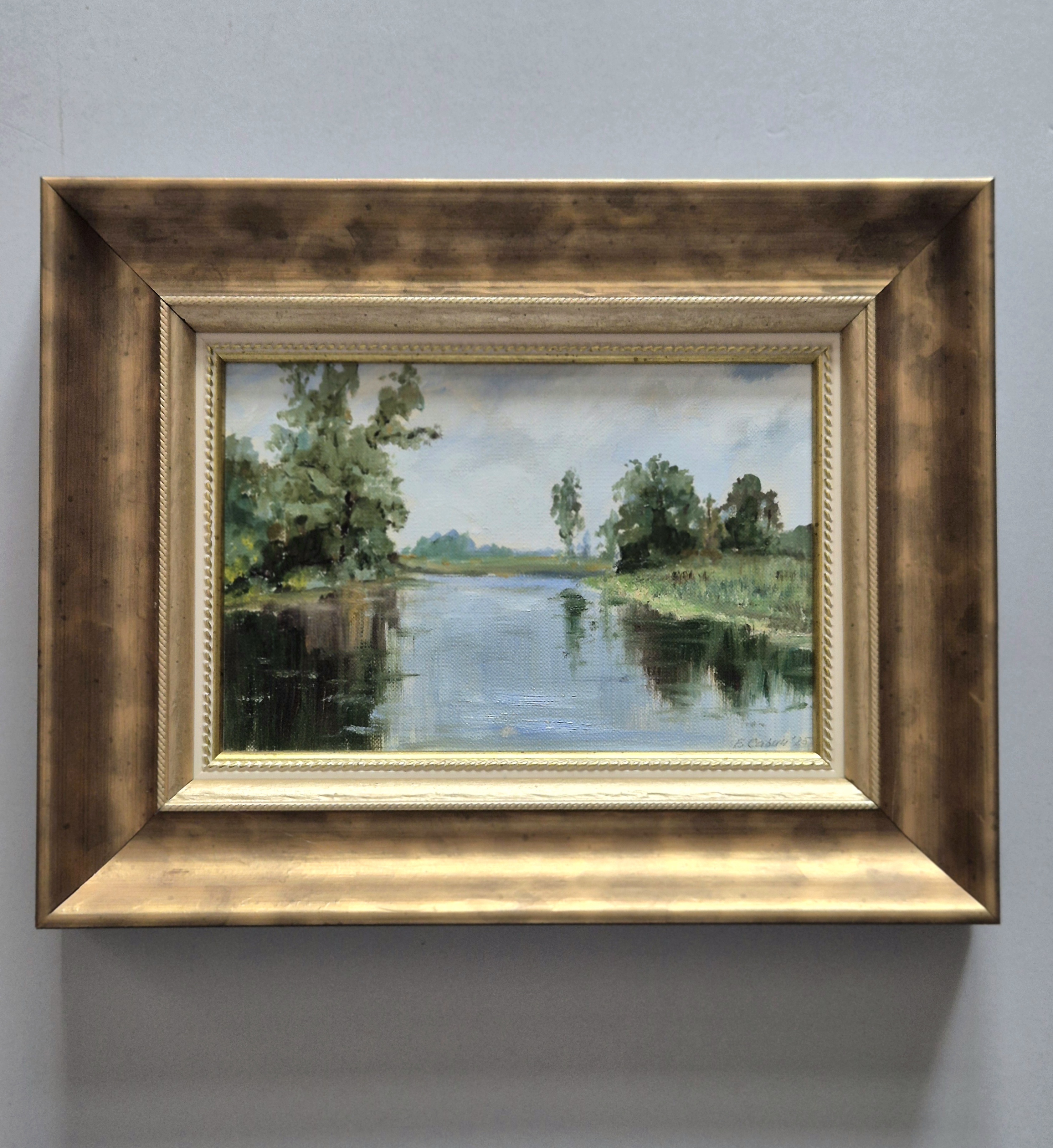 Оригинальная картина Елены Савич "Речной пейзаж", 30*23 см