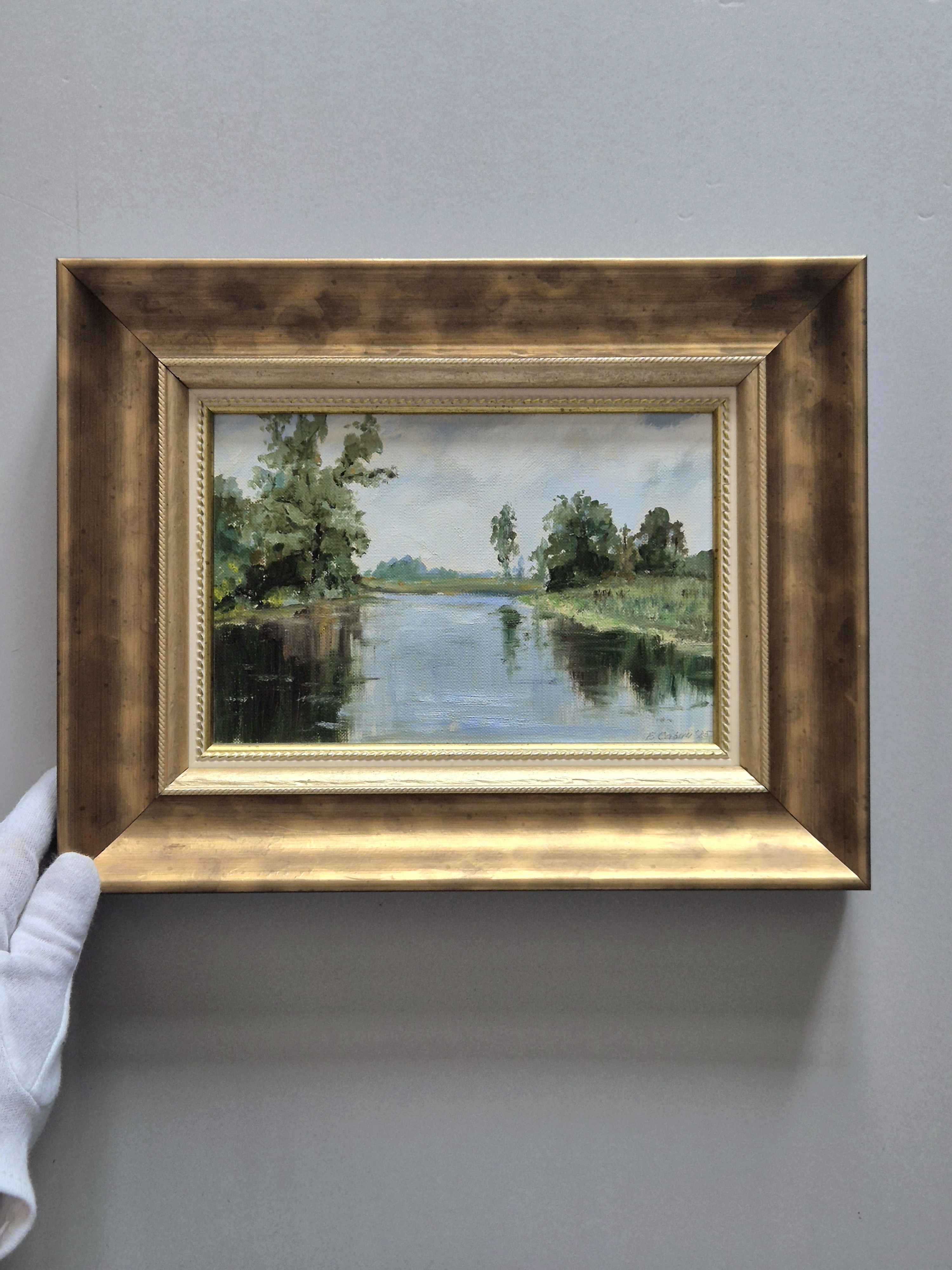 Оригинальная картина Елены Савич "Речной пейзаж", 30*23 см